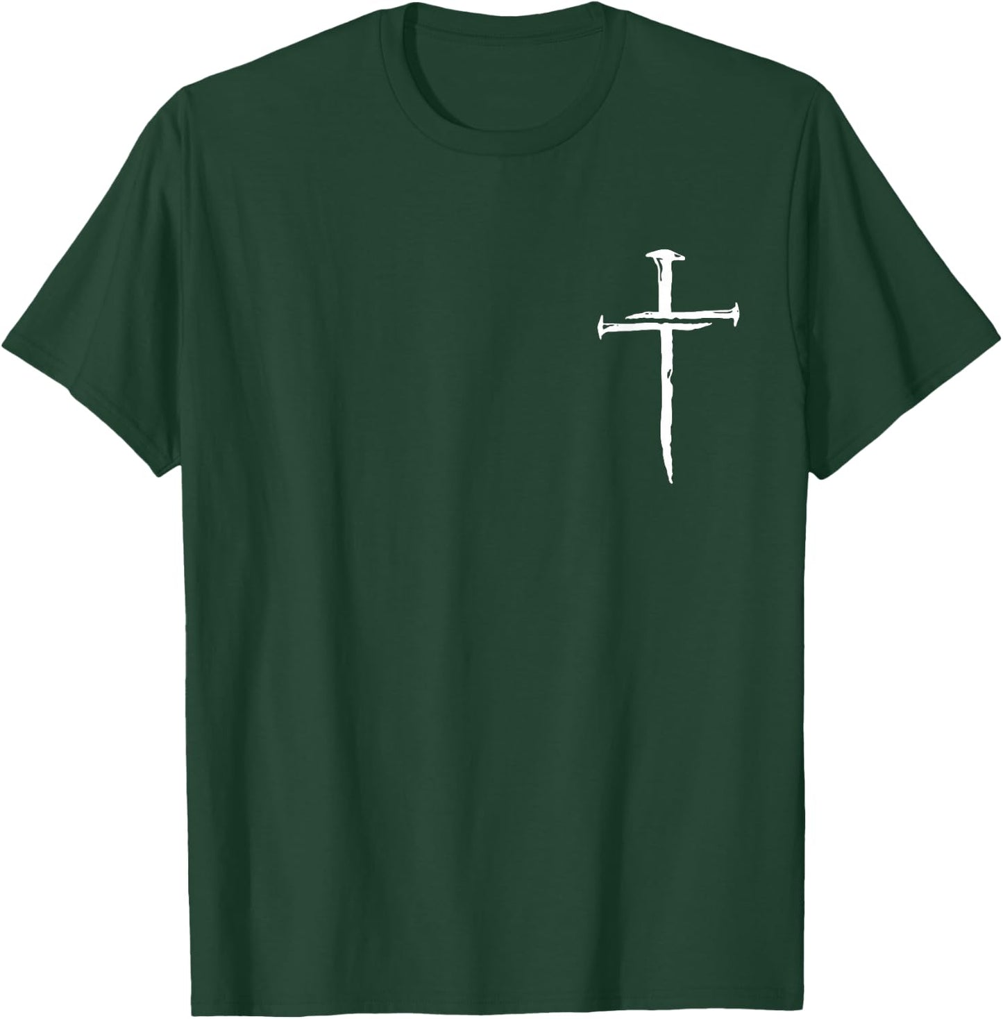 Modern Christian Faith Apparel Gifts Christian Minimalist Religious Jesus Christ Three Nails Cross T-Shirt - T-Shirt | Forest