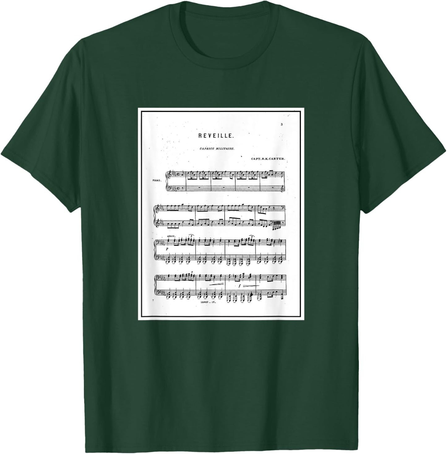 Reveille Sheet Music T-Shirt - T-Shirt | Forest