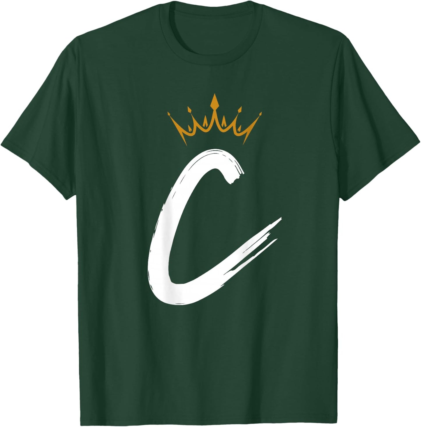 Queen King Letter C - BACKSIDE Letter With Crown Alphabet T-Shirt - T-Shirt | Forest