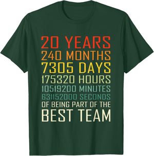 Best Team Vintage Work Anniversary 20 Years Employee T-Shirt - T-Shirt | Forest
