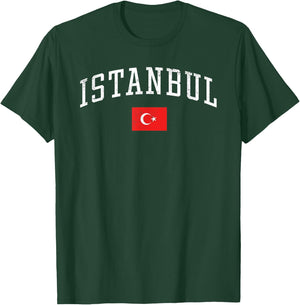 Vintage Istanbul Turkey Country Flag Souvenir Vacation T-Shirt - T-Shirt | Forest