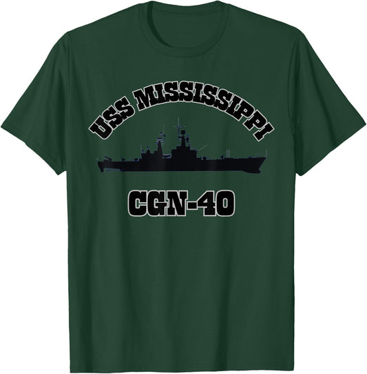 USS Mississippi Cruiser CGN-40 T-Shirt - T-Shirt | Forest