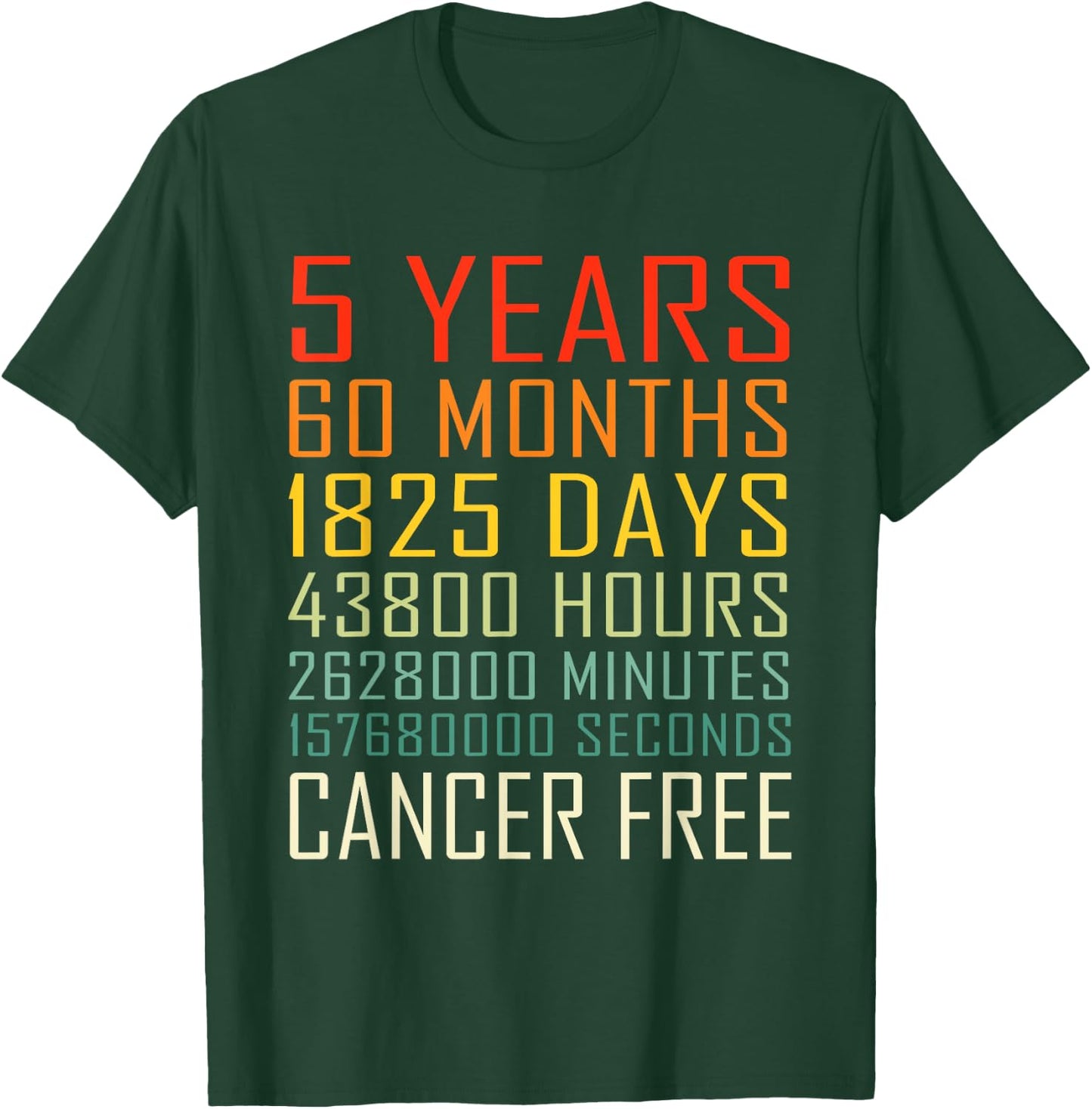 Vintage Cancer Awareness Vintage 5 Years Cancer Free T-Shirt - T-Shirt | Forest
