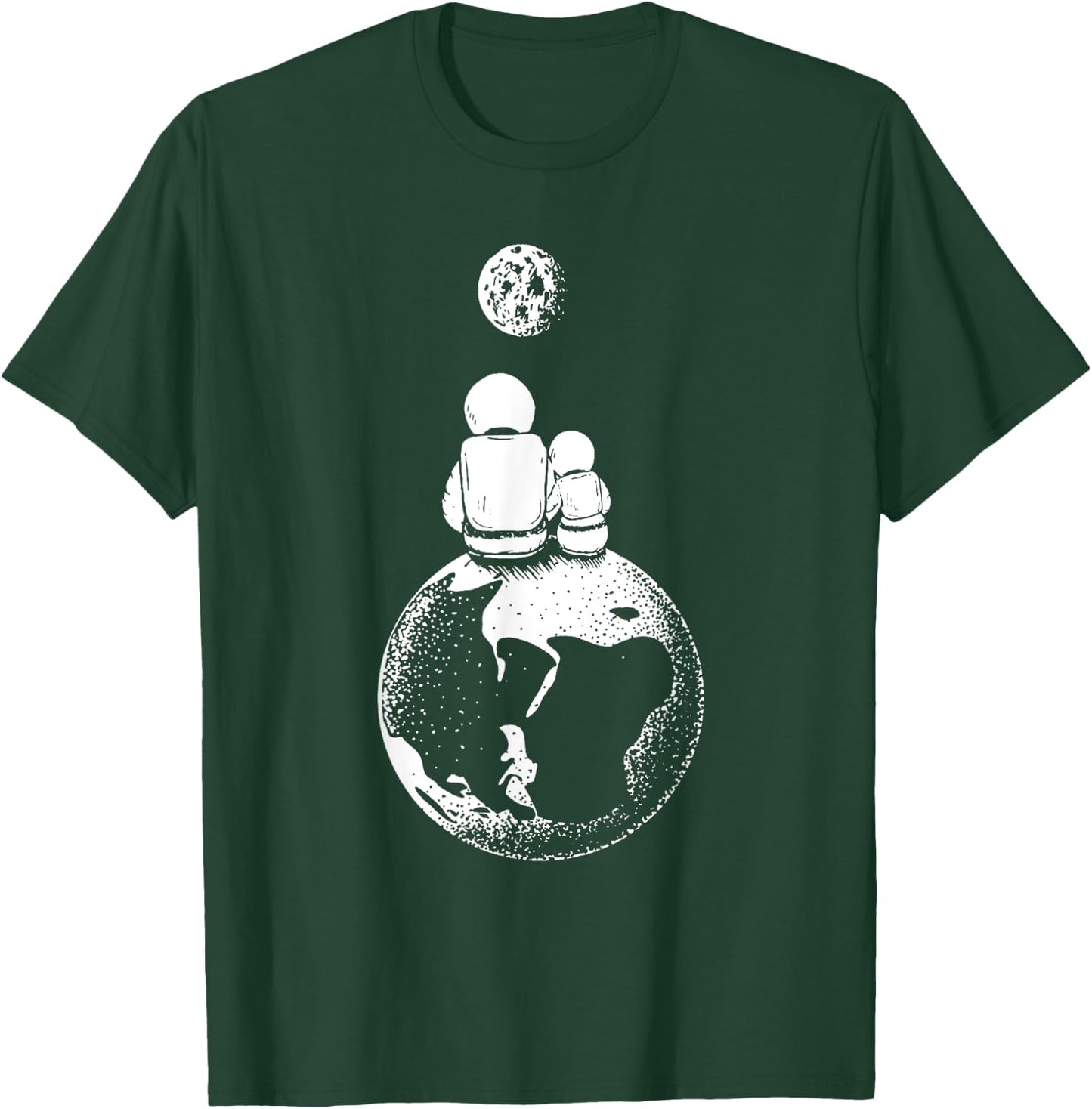 Moon and Astronaut Dad and Baby Space, Gift Father's Day T-Shirt - T-Shirt | Forest