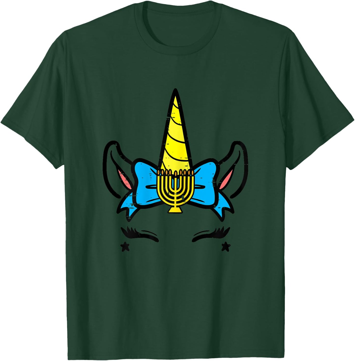 Hanukkah Unicorn Head Chanukah Jewish Girls Kids Toddlers T-Shirt - T-Shirt | Forest