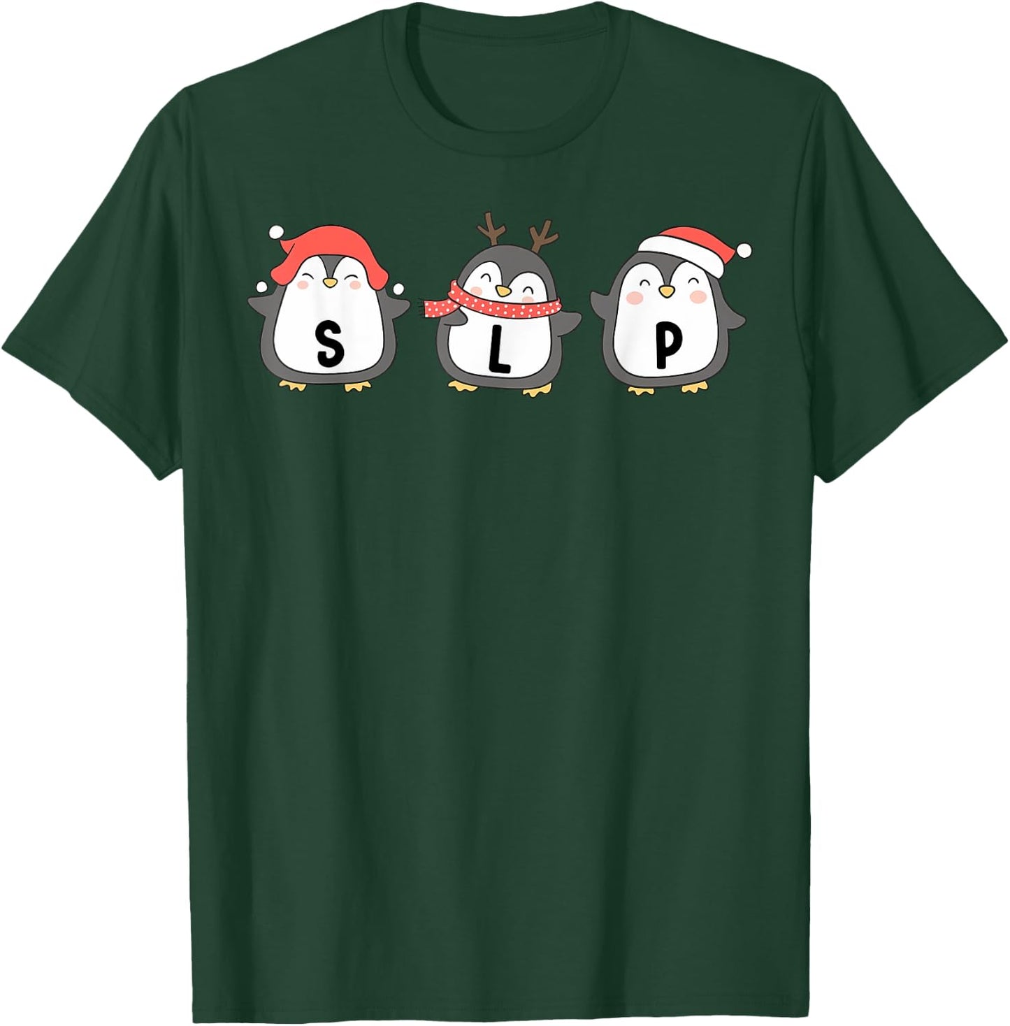 Cute Penguins SLP Christmas Speech Language Pathologist T-Shirt - T-Shirt | Forest
