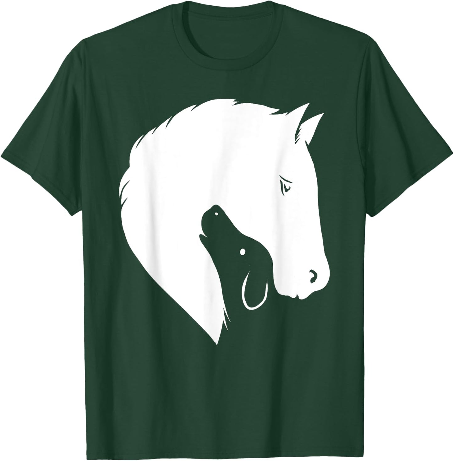 Horse Dog Silhouette Funny Equine Canine Animal Lover Outfit Women Kids T-Shirt - T-Shirt | Forest