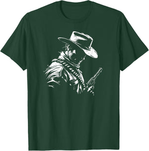 Retro Cowboy Old Western West Gun Revolver Countryman T-Shirt - T-Shirt | Forest