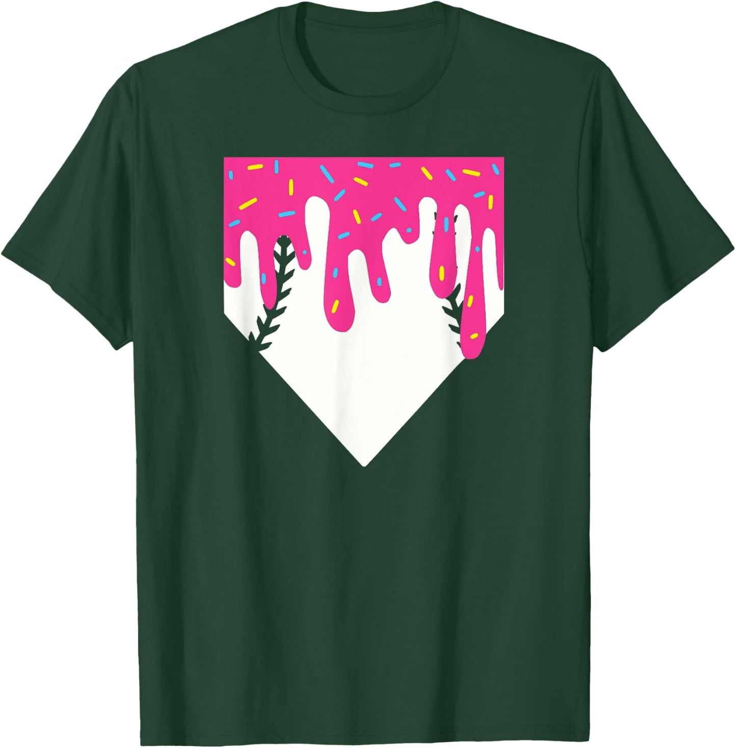 Baseball Home Plate Ice Cream Drip T-Shirt - T-Shirt | Forest