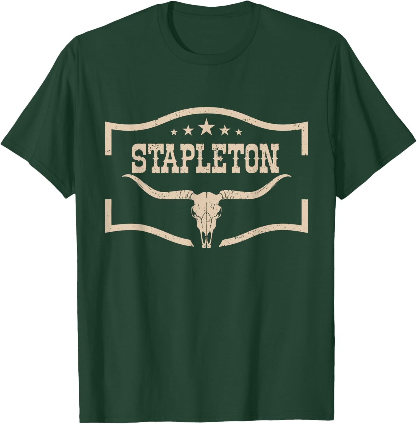 Classic Stapleton Cow Name Vintage Bull-Skull Music Country T-Shirt - T-Shirt | Forest
