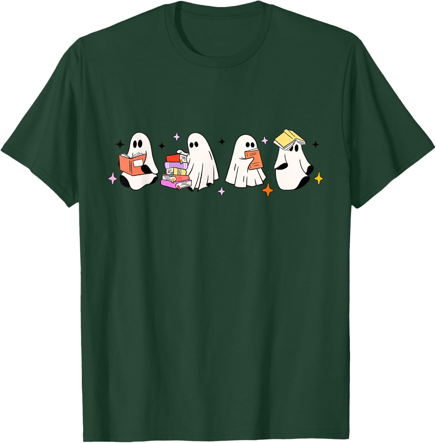 Cute Boo Ghost Read More Books, Funny Halloween, Book Lover T-Shirt - T-Shirt | Forest