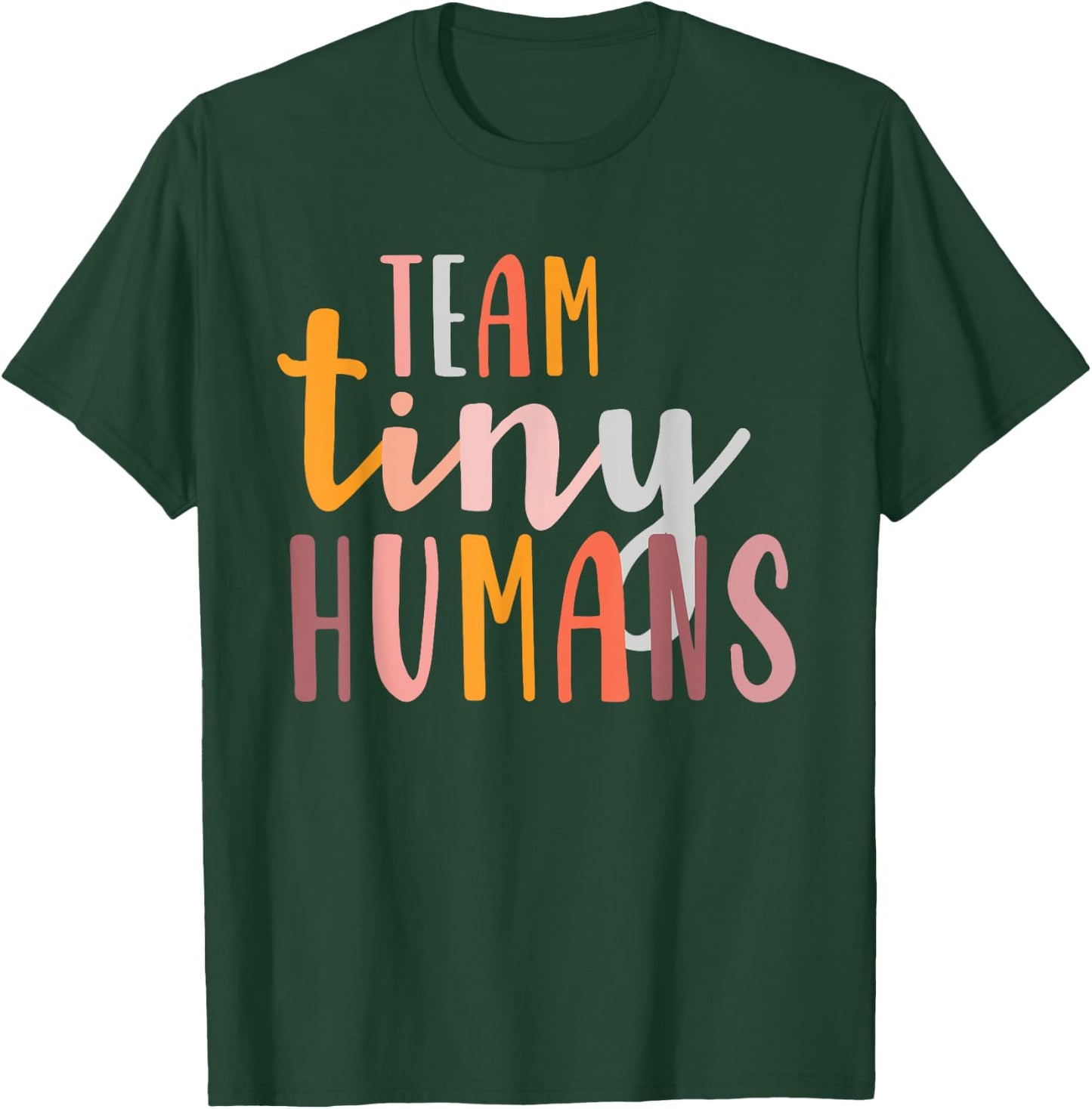 NICU Nurse ICU Neonatal Boho Colorful Retro Team Tiny Humans T-Shirt - T-Shirt | Forest