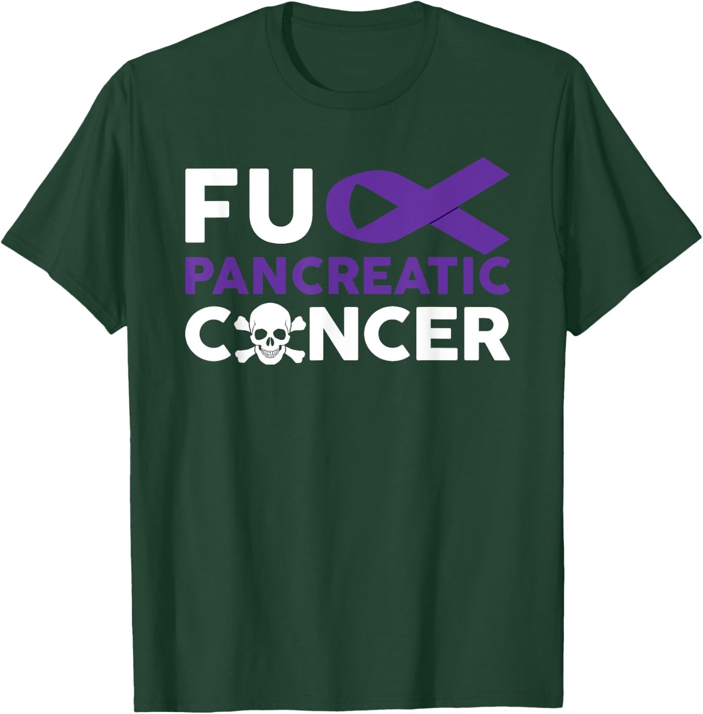 Fuck Pancreatic Cancer T Shirt Fighting Cancer Together Gift T-Shirt - T-Shirt | Forest