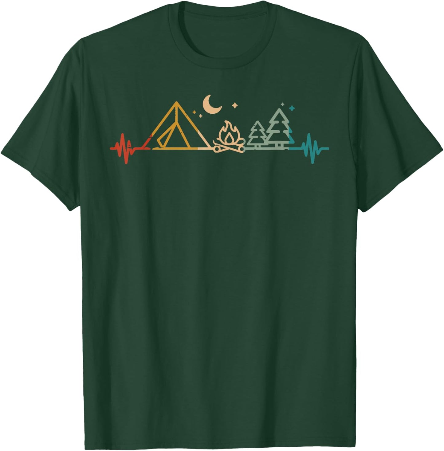 Camping Heartbeat Zelt Lagerfeuer Bäume Camper Herren Damen Kinder T-Shirt - T-Shirt | Forest