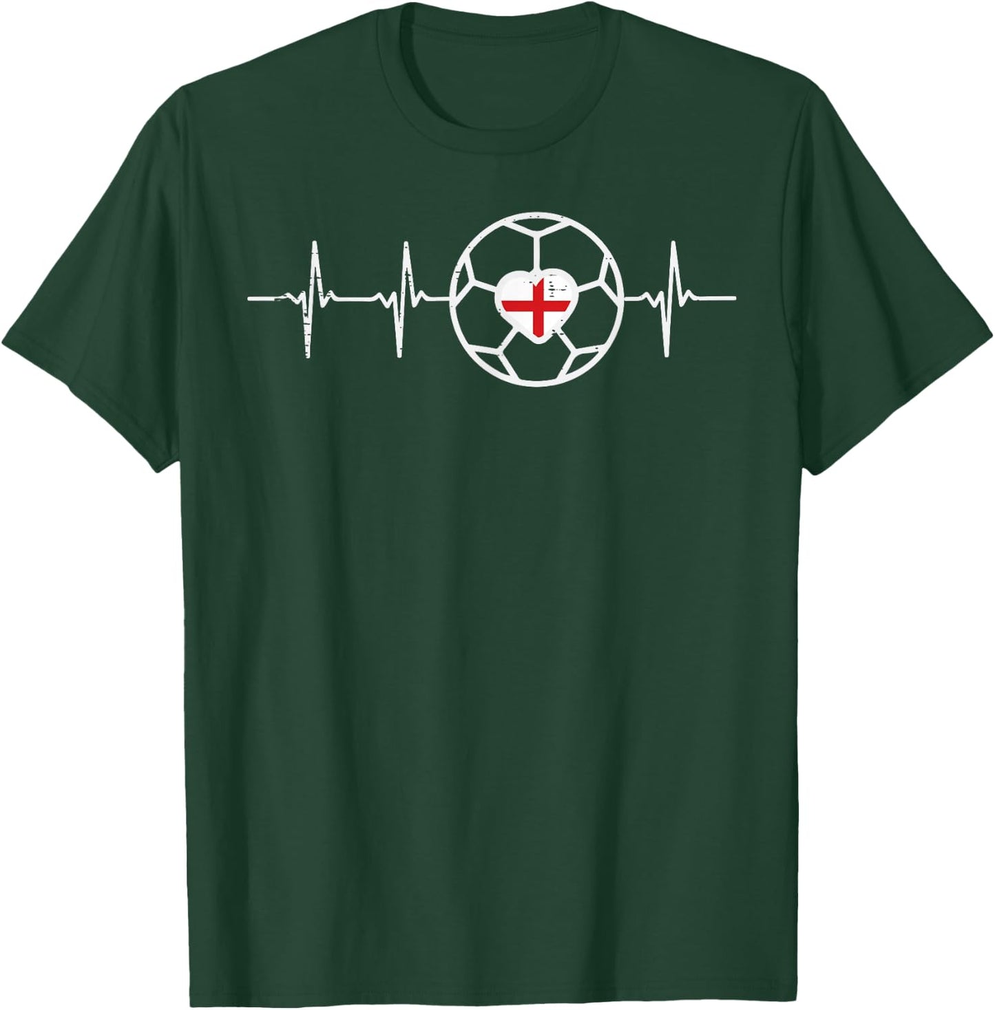 Heartbeat England Flag Soccer Football Fan Men Women Kids T-Shirt - T-Shirt | Forest