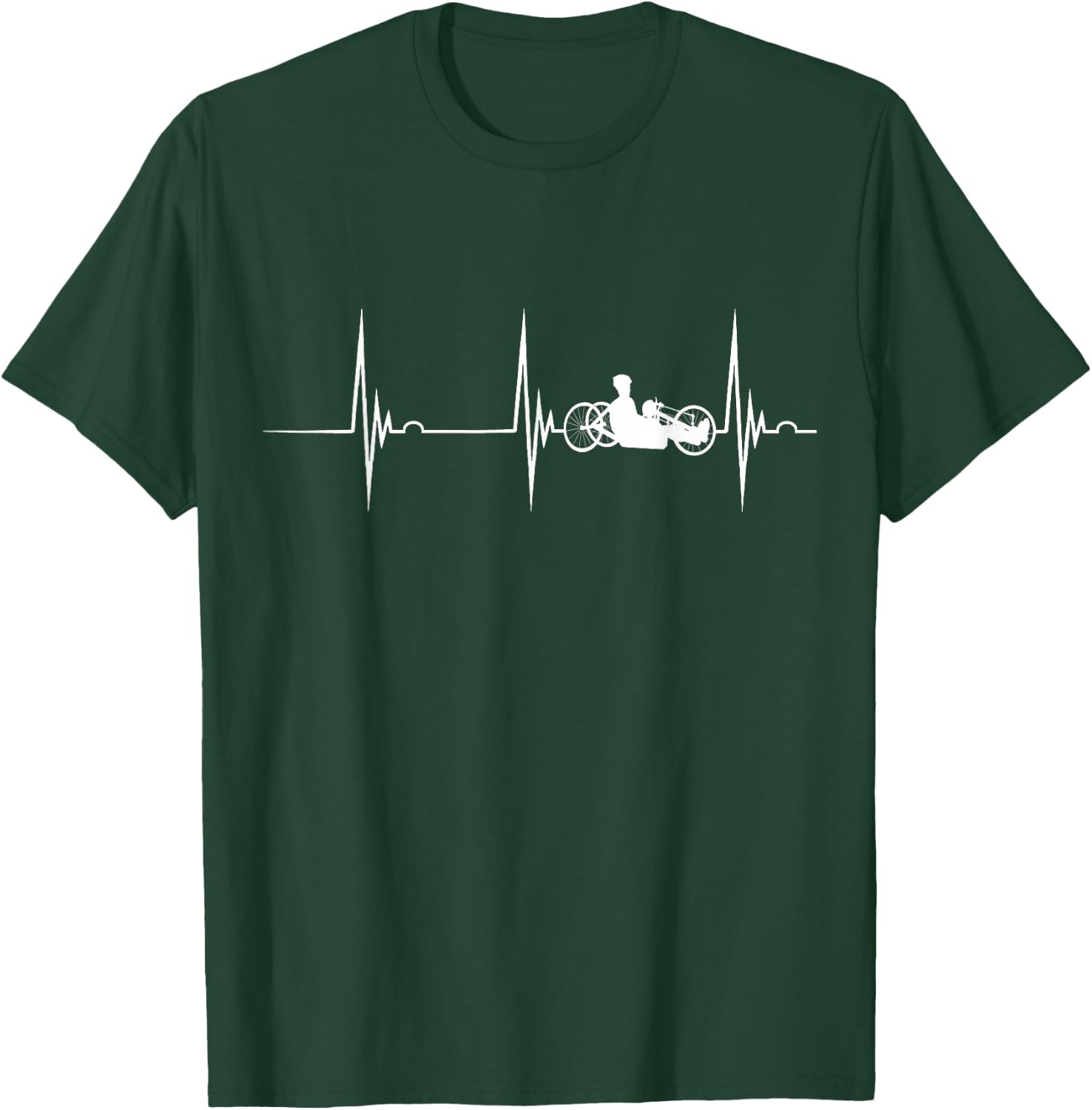 Recumbent Bike Heartbeat EKG Pulse Recumbent Trike Cyclist T-Shirt - T-Shirt | Forest