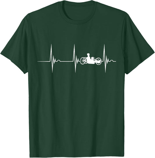 Recumbent Bike Heartbeat EKG Pulse Recumbent Trike Cyclist T-Shirt - T-Shirt | Forest