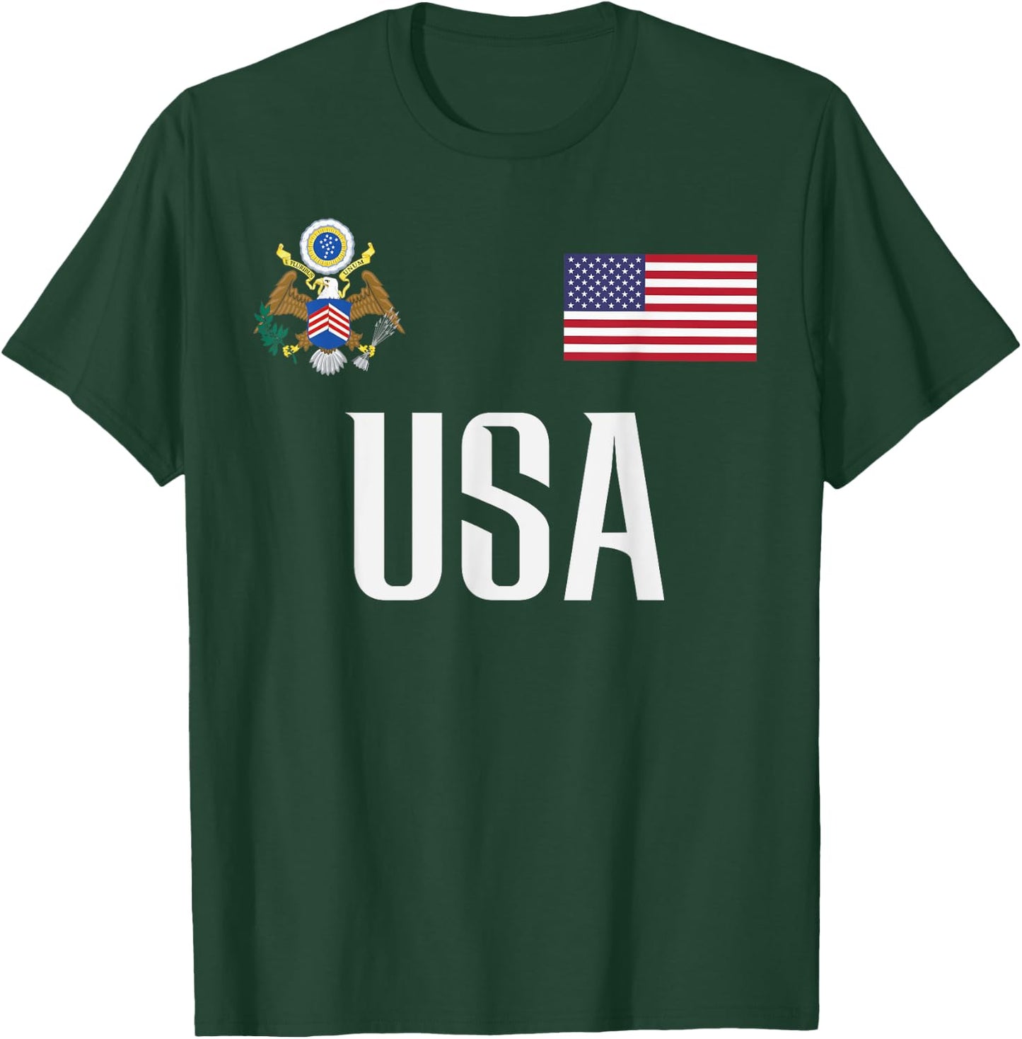 USA America Flag Football Soccer Fan Men Women Kids T-Shirt - T-Shirt | Forest