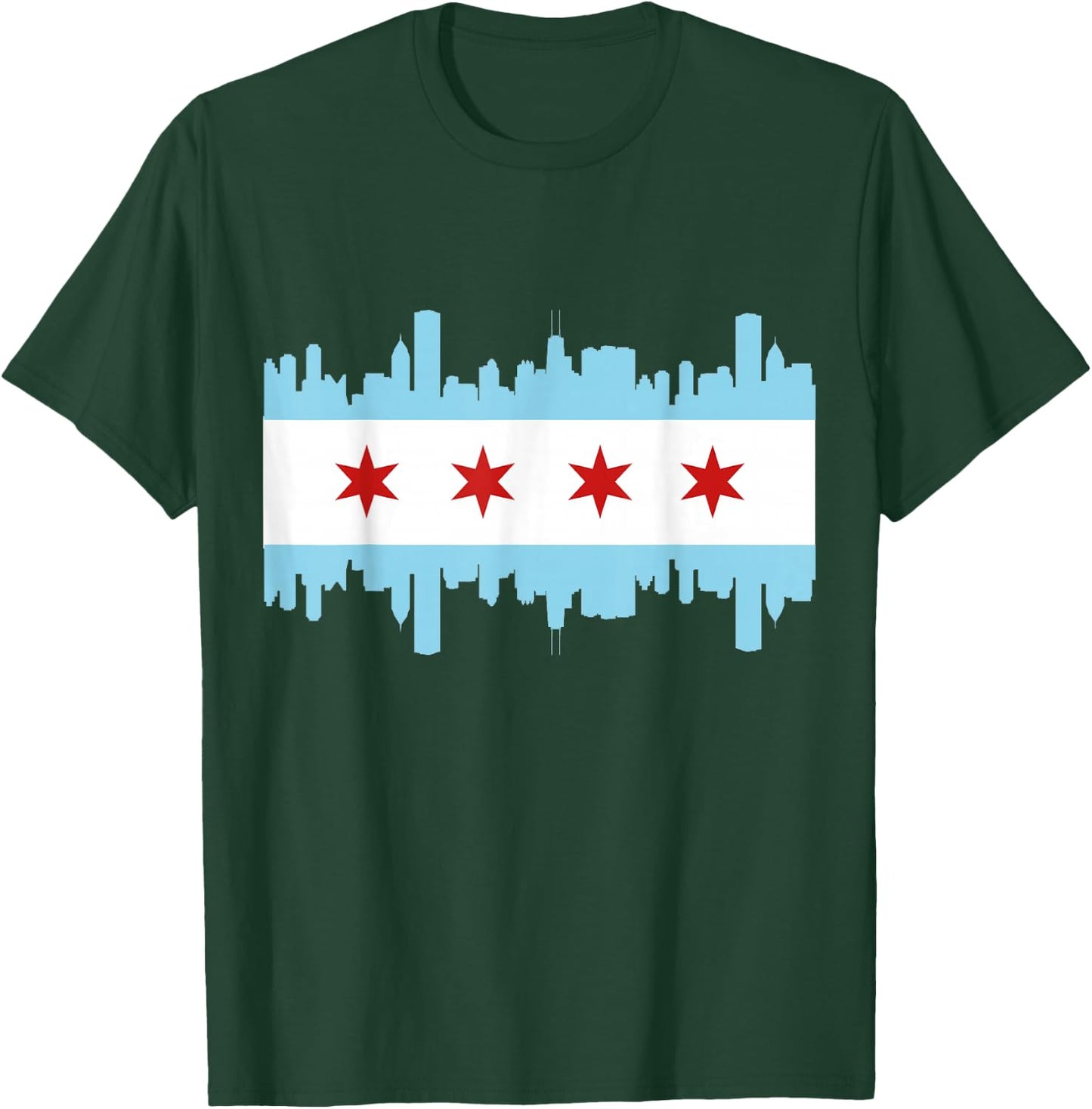 Chicago Flag Skyline Pride Illinois Vintage T-Shirt - T-Shirt | Forest