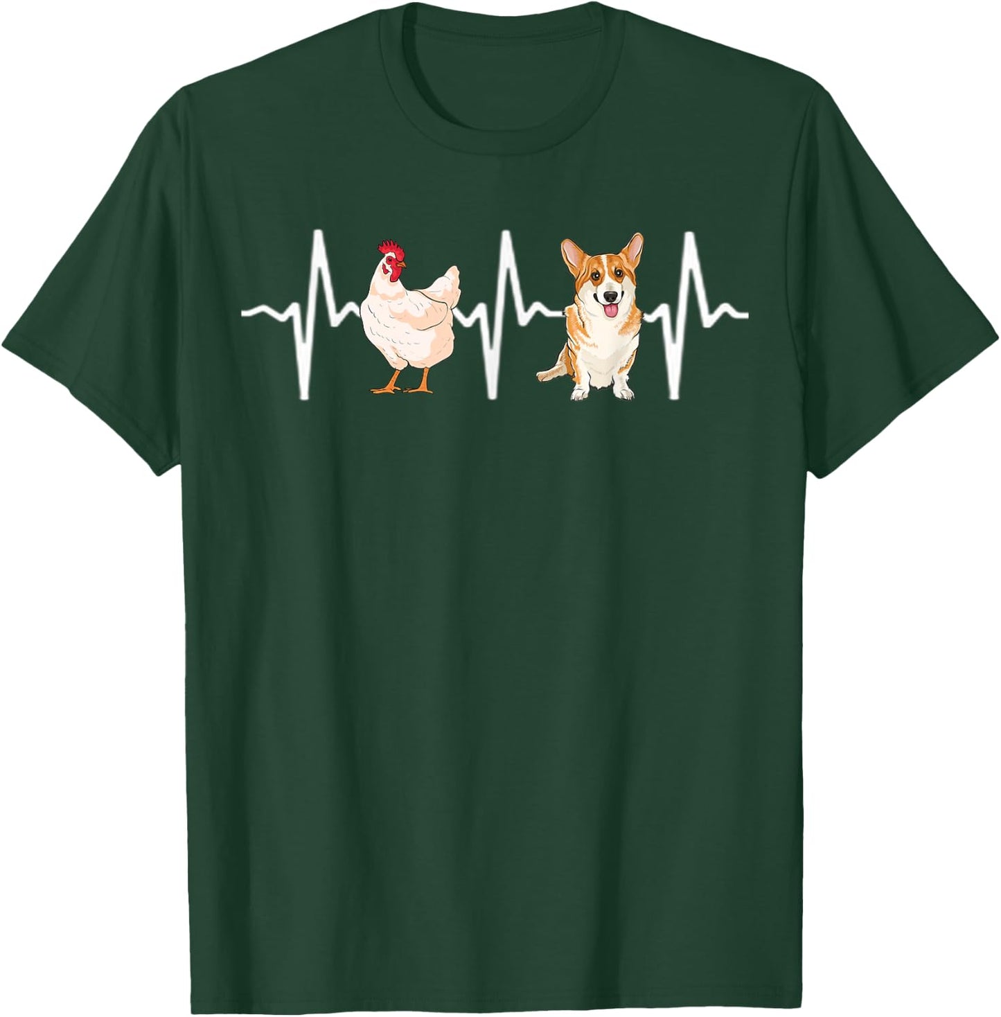 Hen Chicken Pembroke Welsh Corgi Heartbeat Dog Lover T-Shirt - T-Shirt | Forest