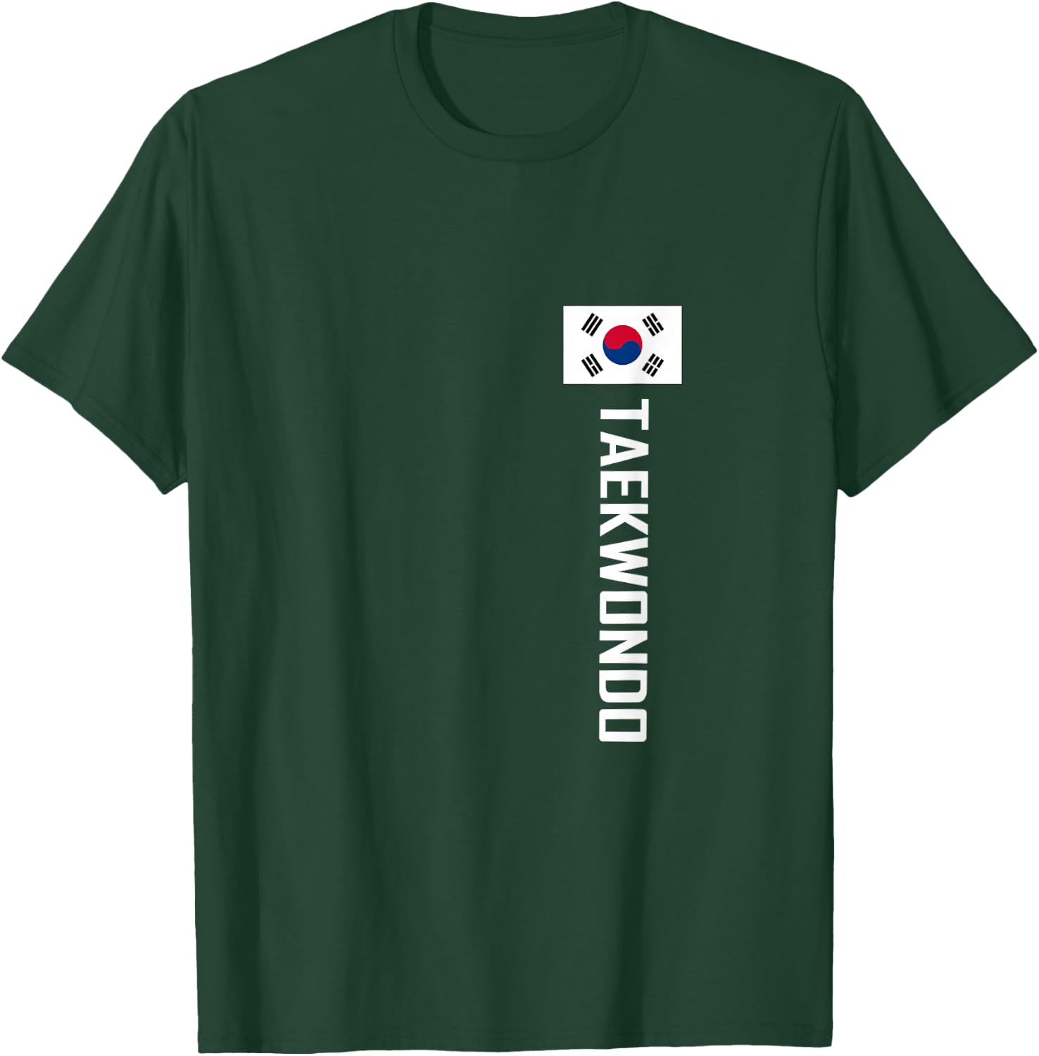 Taekwondo vertikal weiß mit koreanischer Flagge T-Shirt - T-Shirt | Forest