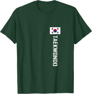 Taekwondo vertikal weiß mit koreanischer Flagge T-Shirt - T-Shirt | Forest