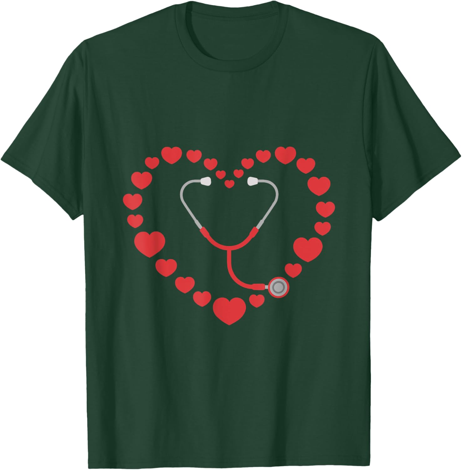 Nurse Stethoscope Heart Valentines Day Nursing T-Shirt - T-Shirt | Forest