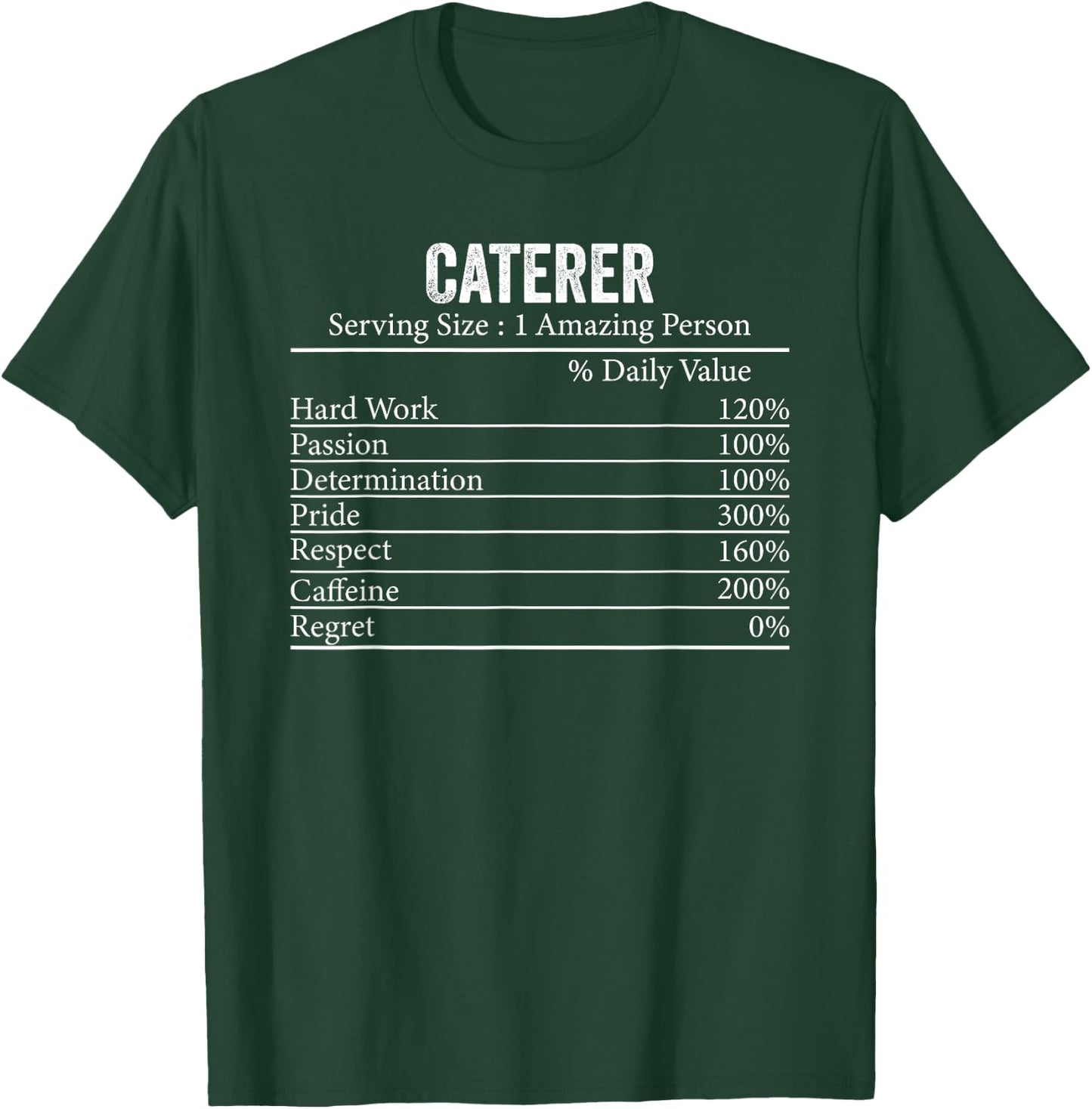 Funny Caterer Nutrition Facts Information Men Women Caterer T-Shirt - T-Shirt | Forest