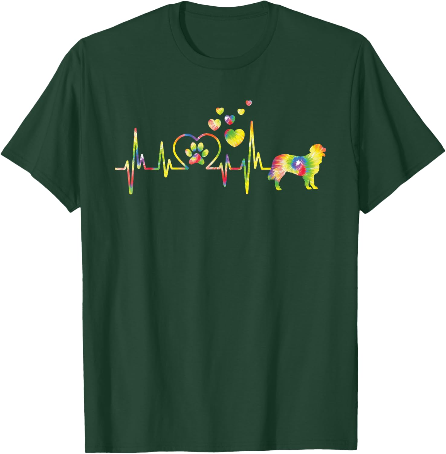 Golden Retriever Tie Dye Heartbeat - Dog Lover Puppy Owner T-Shirt - T-Shirt | Forest