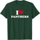 I Love Panthers Heart Animal Lover T-Shirt - T-Shirt | Forest