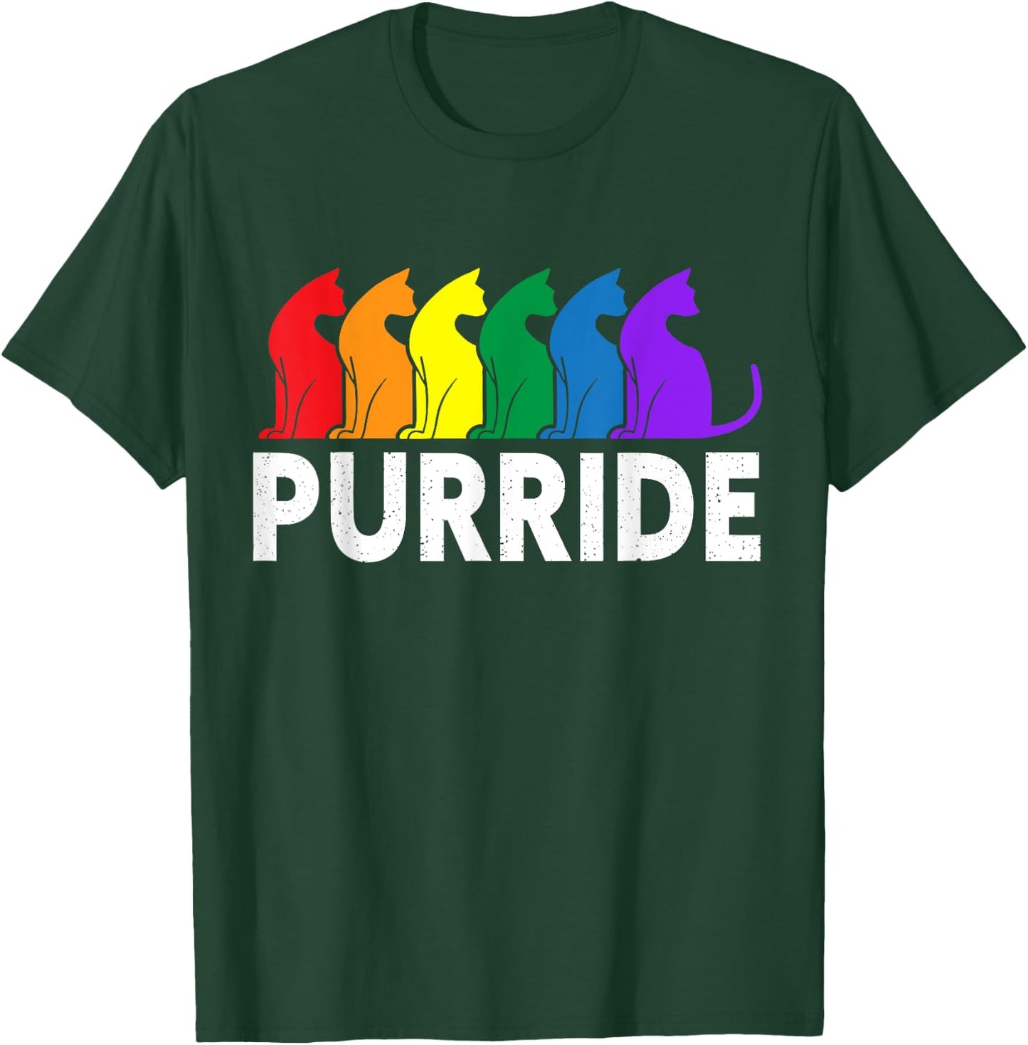 Purride Cat Lover Pride Month Gay Rights Rainbow Cat T-Shirt - T-Shirt | Forest