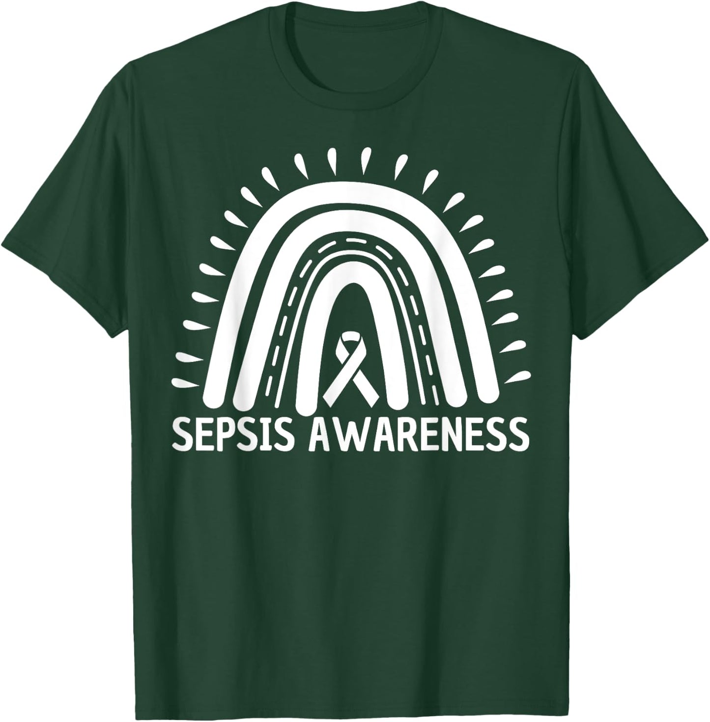 Sepsis Awareness Rainbow Red Ribbon. T-Shirt - T-Shirt | Forest
