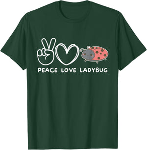 Peace, Love Ladybug Retro Ladybug Lover T-Shirt - T-Shirt | Forest