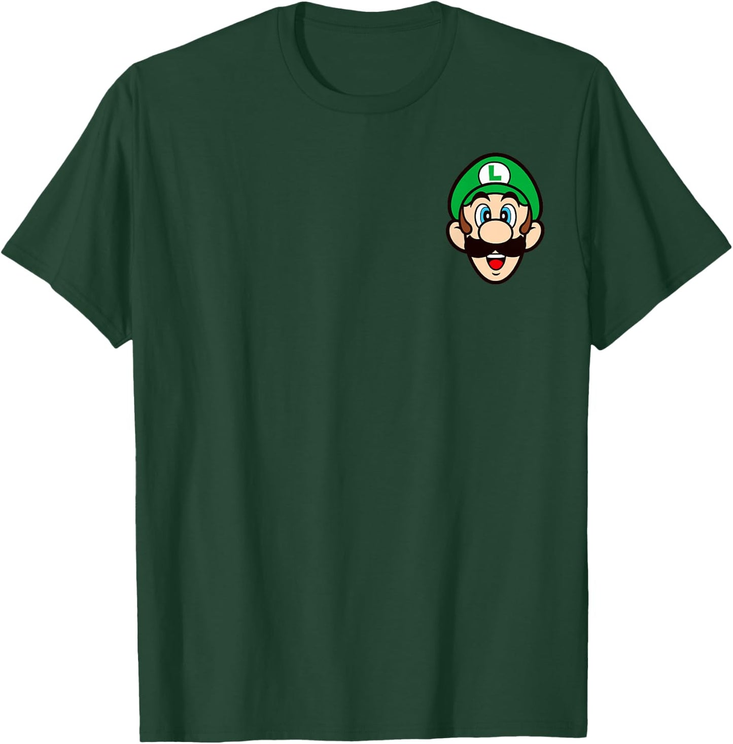 Super Mario Bros Luigi Left Chest Portrait T-Shirt - T-Shirt | Forest