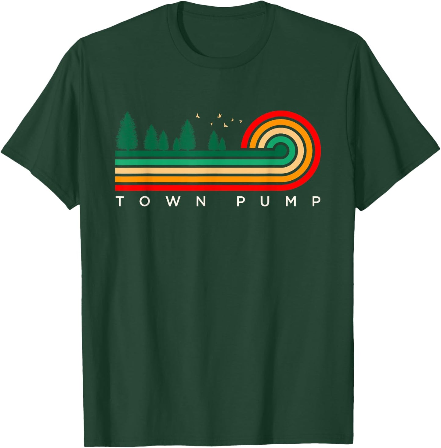 Evergreen Vintage Stripes Town Pump, New York T-Shirt - T-Shirt | Forest