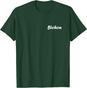 Simple Minimalist Name Badge Bichon , Black, S T-Shirt - T-Shirt | Forest