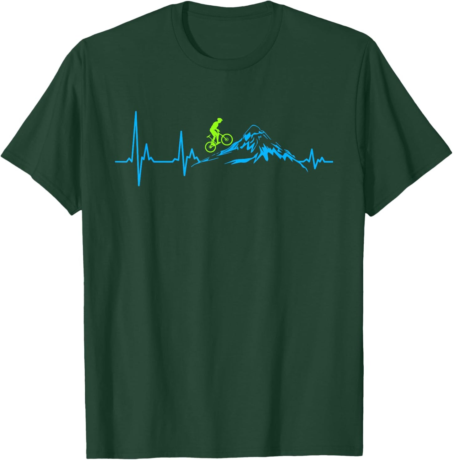 Mountain Bike Heartbeat Heart Rate Mountain MTB , black T-Shirt - T-Shirt | Forest