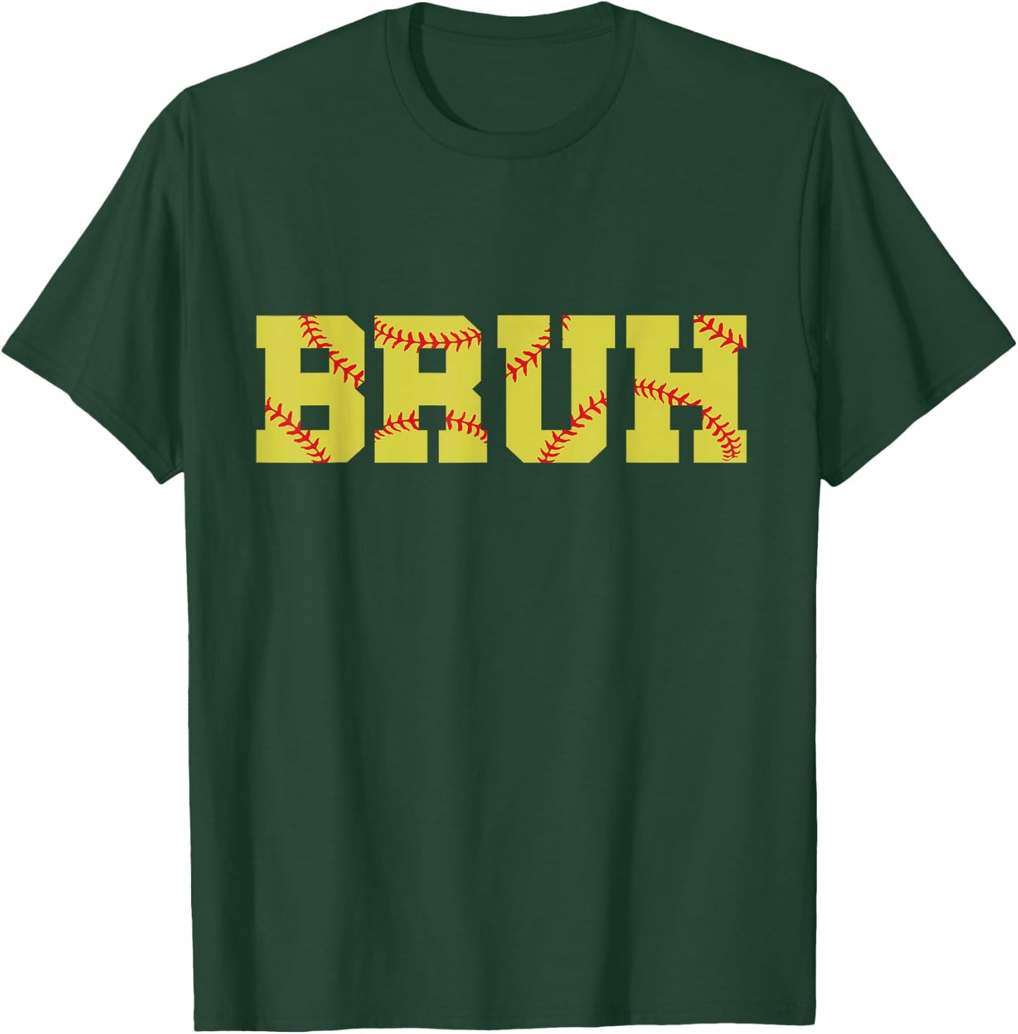 Bruh Meme Funny Softball Boys Son Teens Softball Lover T-Shirt - T-Shirt | Forest