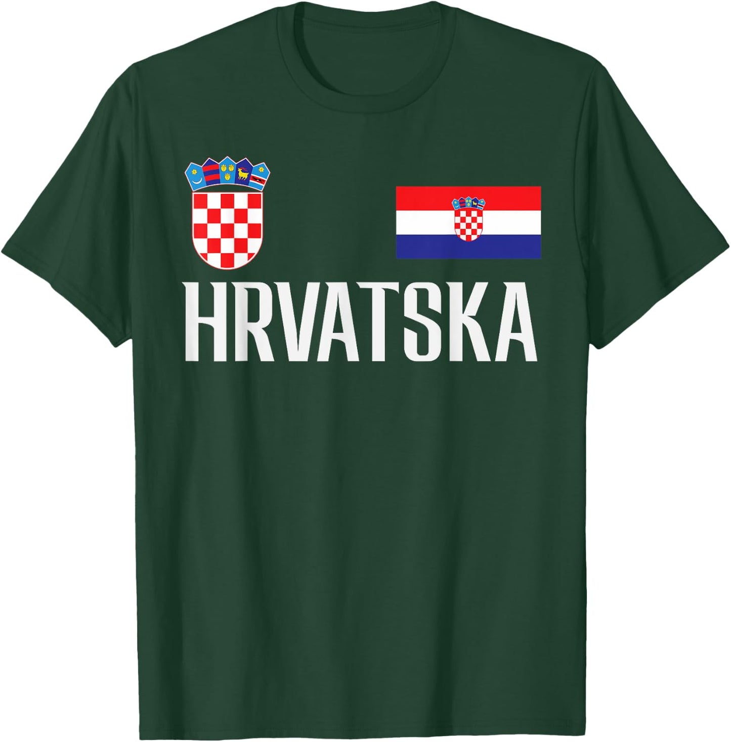 Croatia Flag Hrvatska Football Soccer Fan Men Women Kids T-Shirt - T-Shirt | Forest