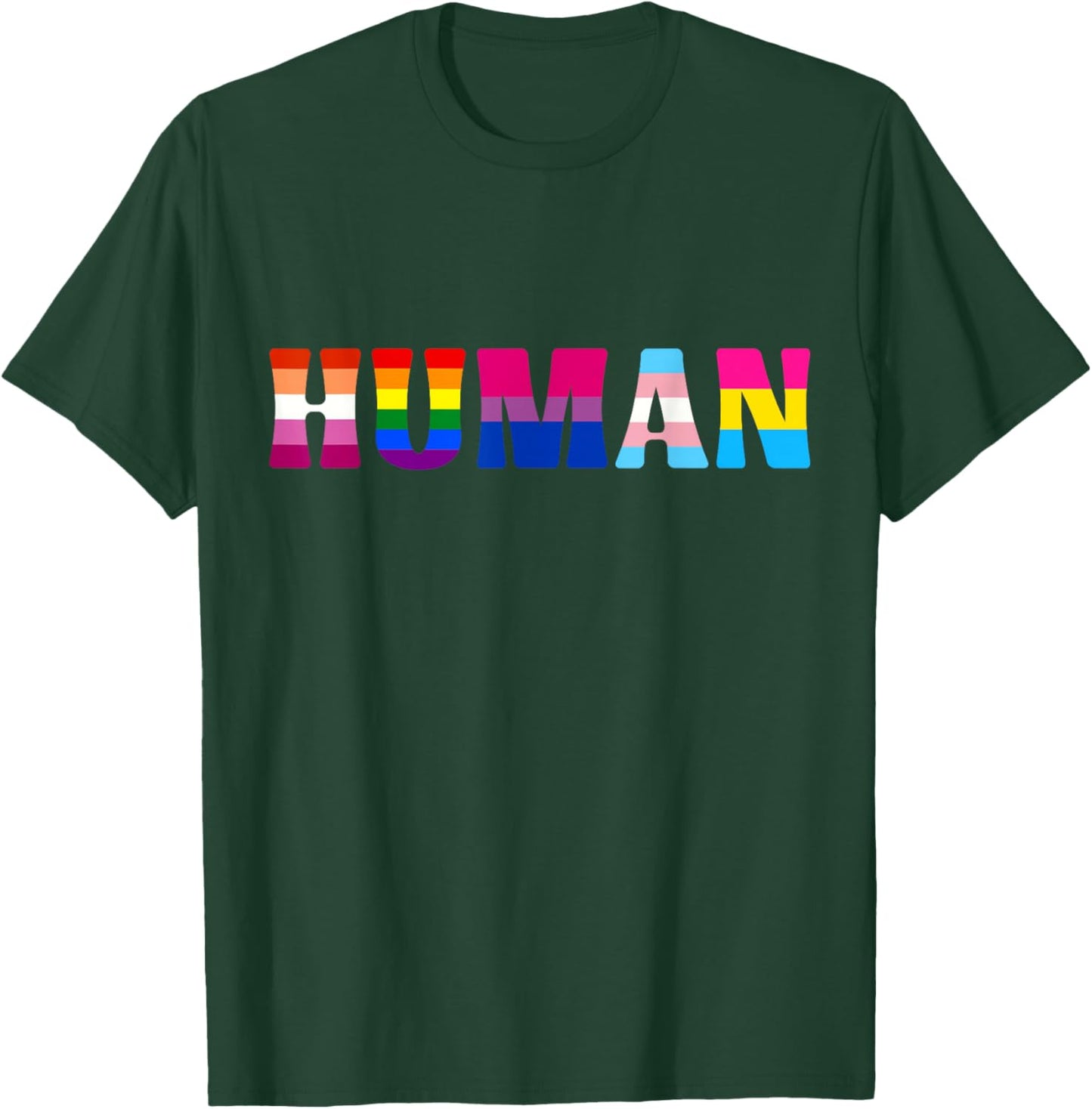 Human Rainbow Pride Queer Lesbian Gay CSD Party Wear LGBT , black T-Shirt - T-Shirt | Forest