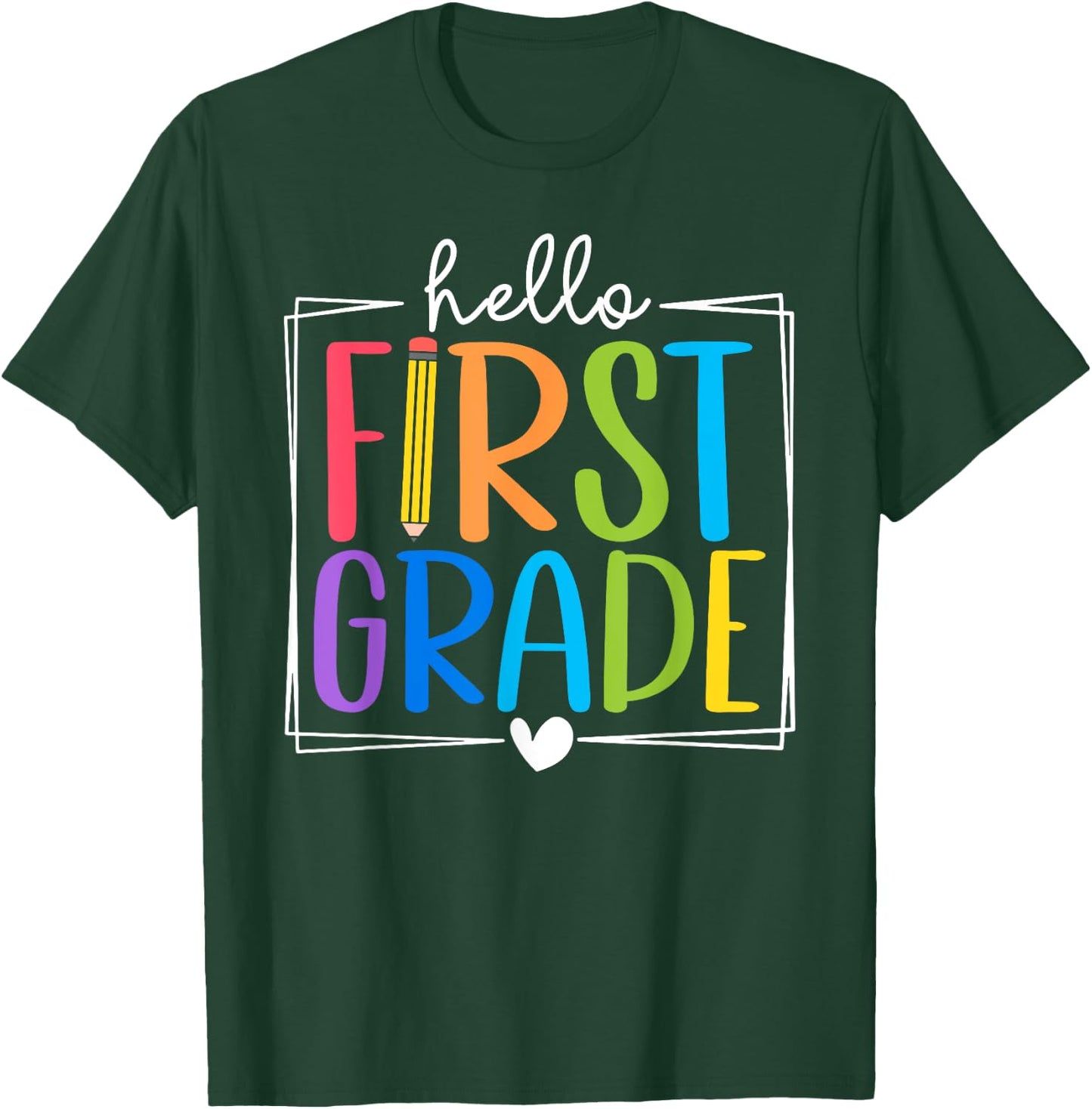 Hello First Grade Team 1st Grade Back to School Teacher Kids T-Shirt - T-Shirt | Forest