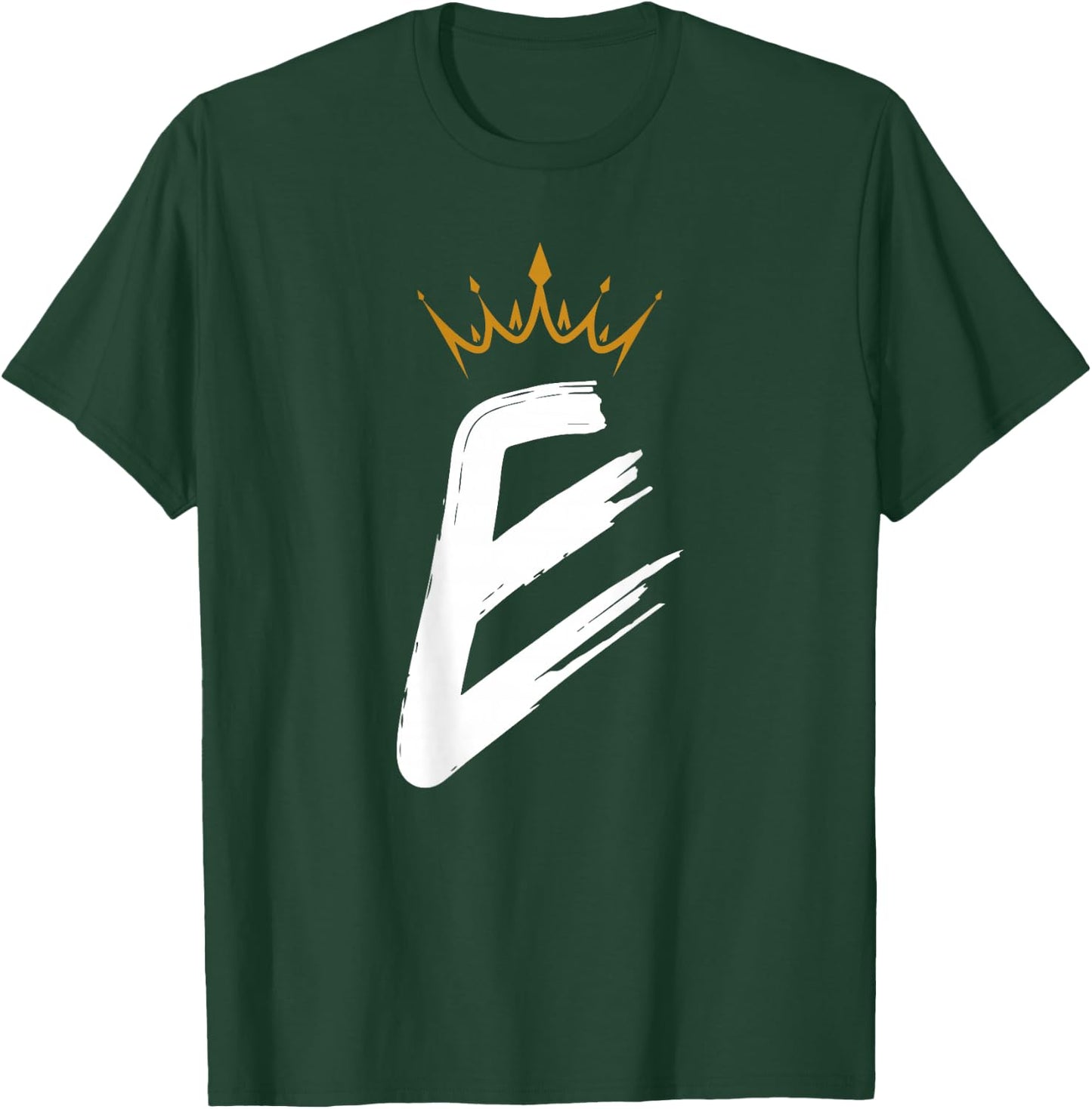 Queen King Letter E - BACKSIDE Letter With Crown Alphabet T-Shirt - T-Shirt | Forest