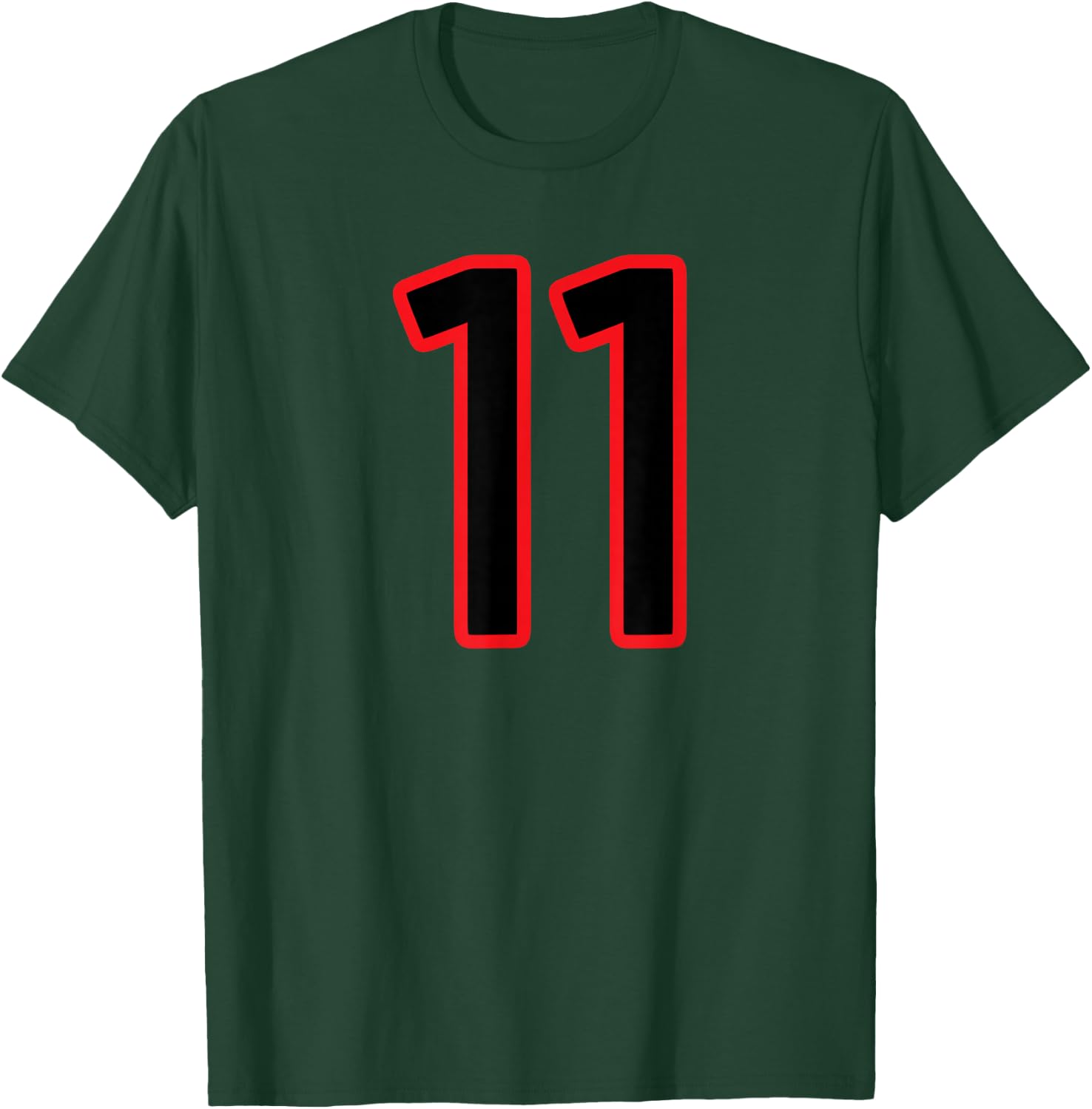 Number #11 Sport Red Black Uni Number T-Shirt - T-Shirt | Forest