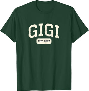 New Gigi Est 2027 1st First Time Pregnancy Announcement T-Shirt - T-Shirt | Forest