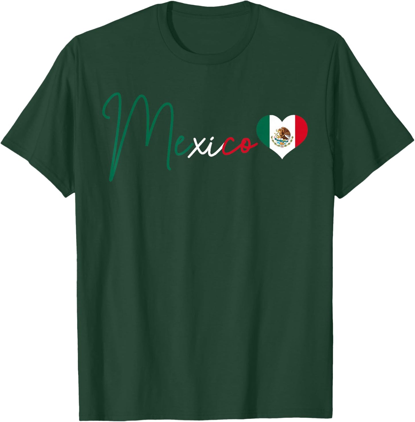 Mexico Mexican Flag Vintage Pride Mexico Heart T-Shirt - T-Shirt | Forest