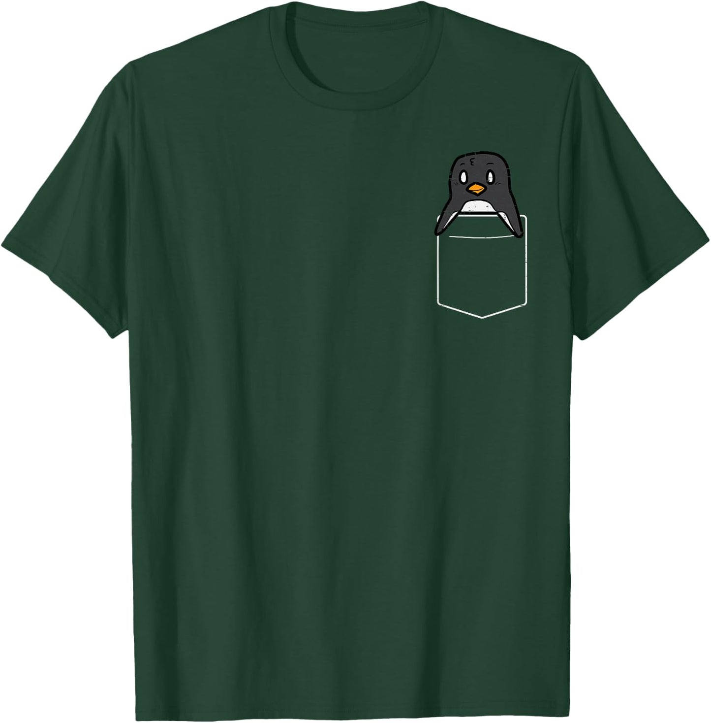 Penguin Peeking Pocket Cute Animal Lover Men Women Kids Boys T-Shirt - T-Shirt | Forest