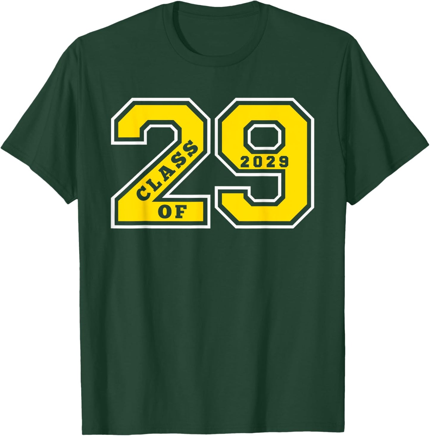 Class of 2029 - Letterman Style Gold Swag Class of 29 Gift 2 T-Shirt - T-Shirt | Forest