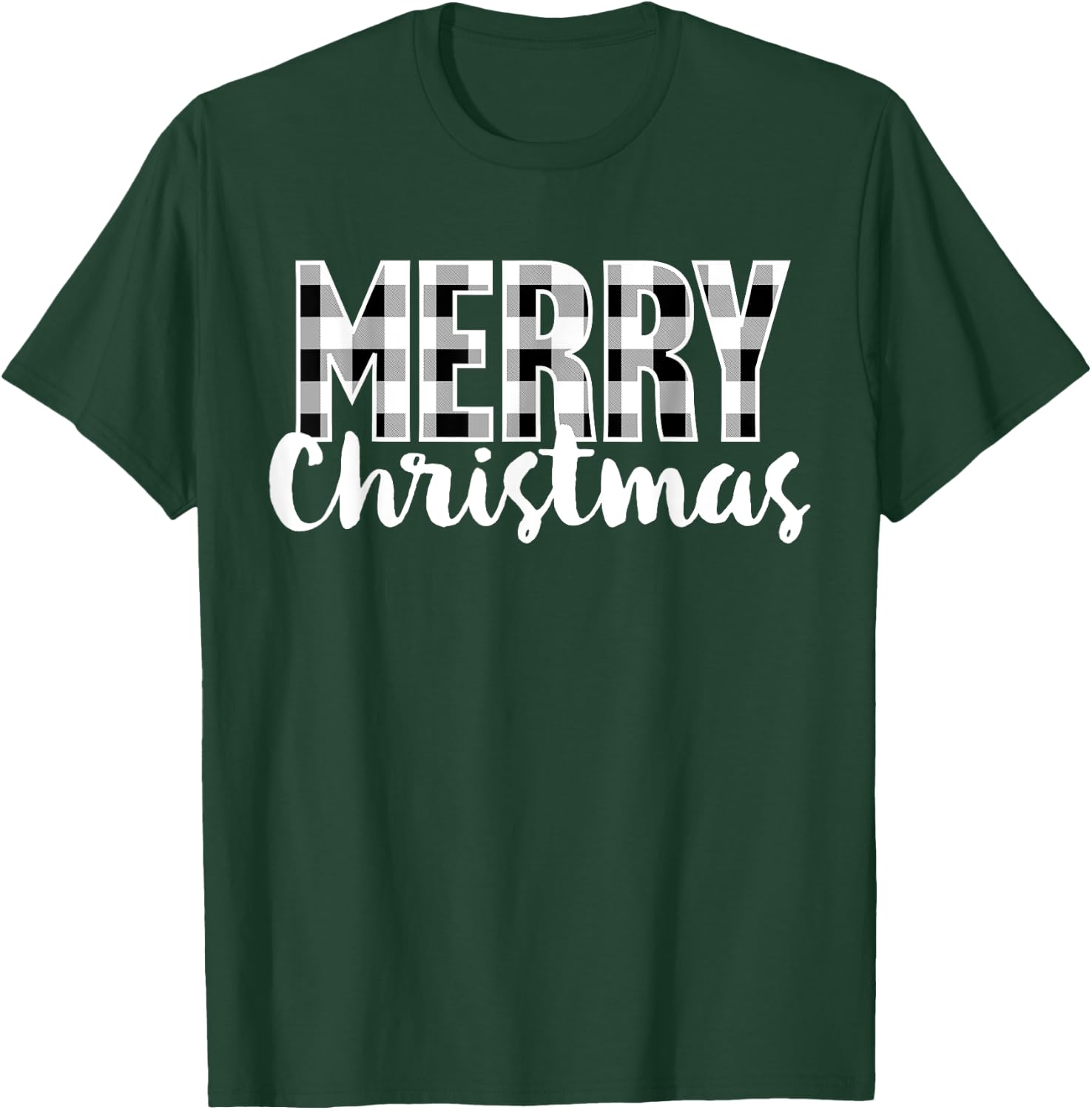 Merry Christmas Shirt Women Men Kids Cool Buffalo Plaid Xmas T-Shirt - T-Shirt | Forest