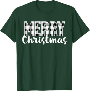 Merry Christmas Shirt Women Men Kids Cool Buffalo Plaid Xmas T-Shirt - T-Shirt | Forest