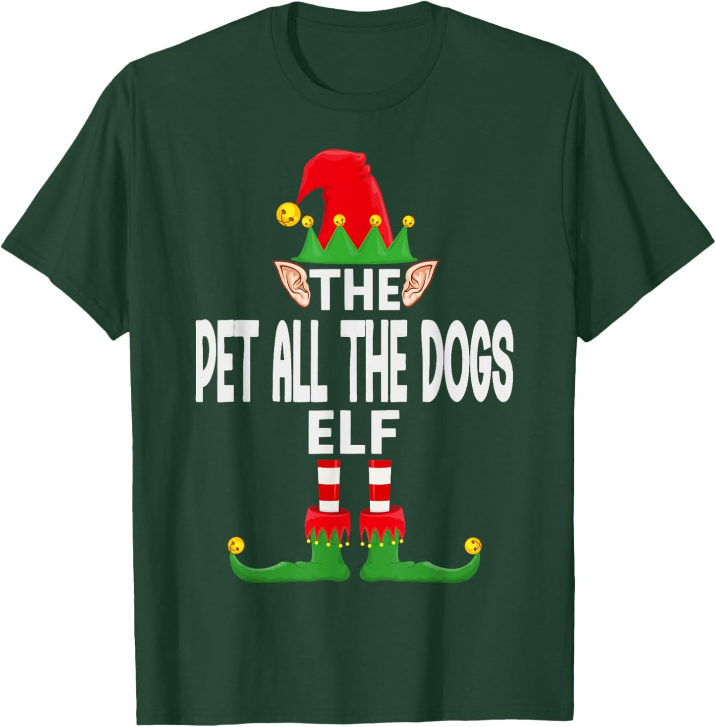 The Pet All The Dogs Elf Family Christmas Pajama Party T-Shirt - T-Shirt | Forest
